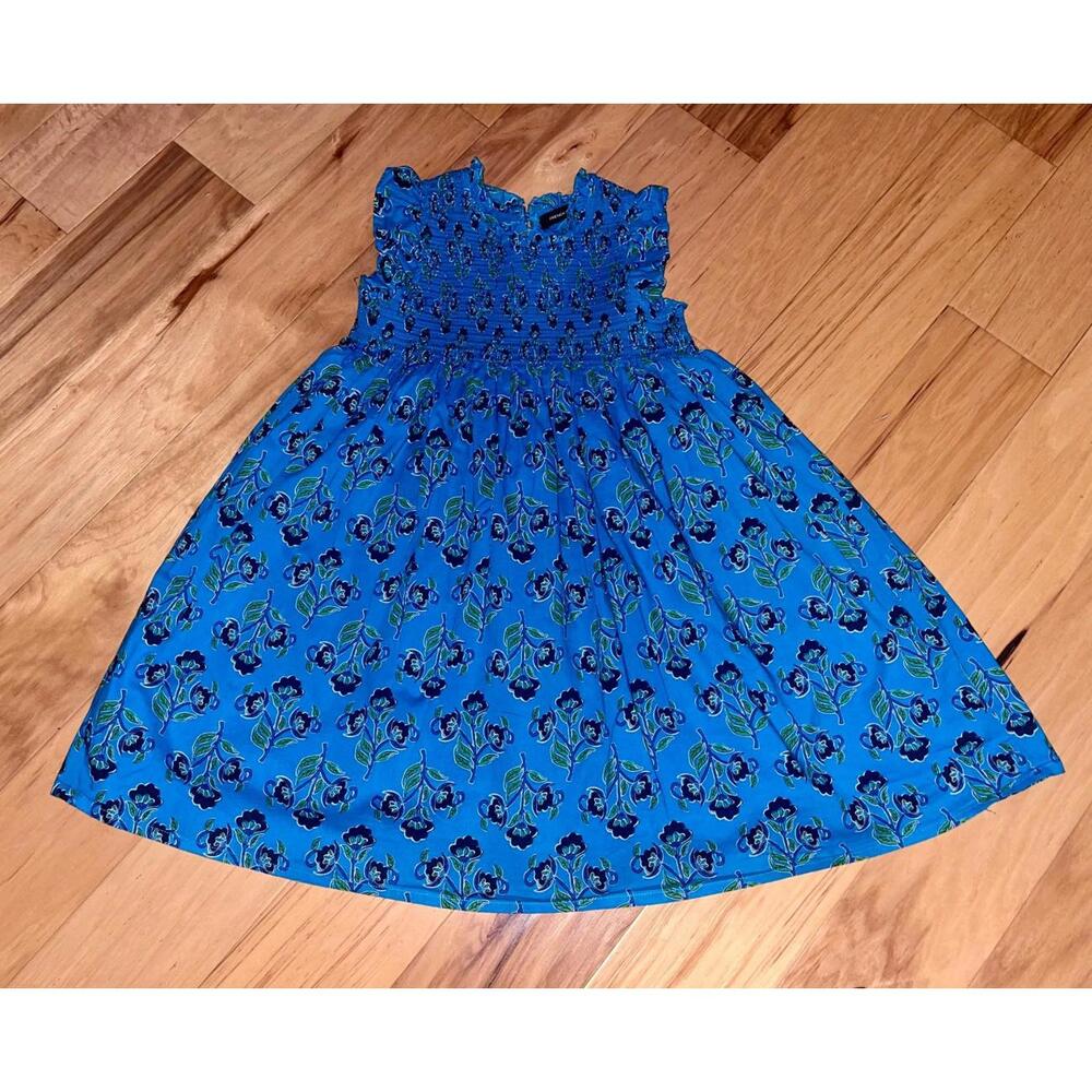 FRENCH CONNECTION GIRLS TURQUOISE FLORAL DRESS SIZE 7/8 EXCELLENT COND LD8